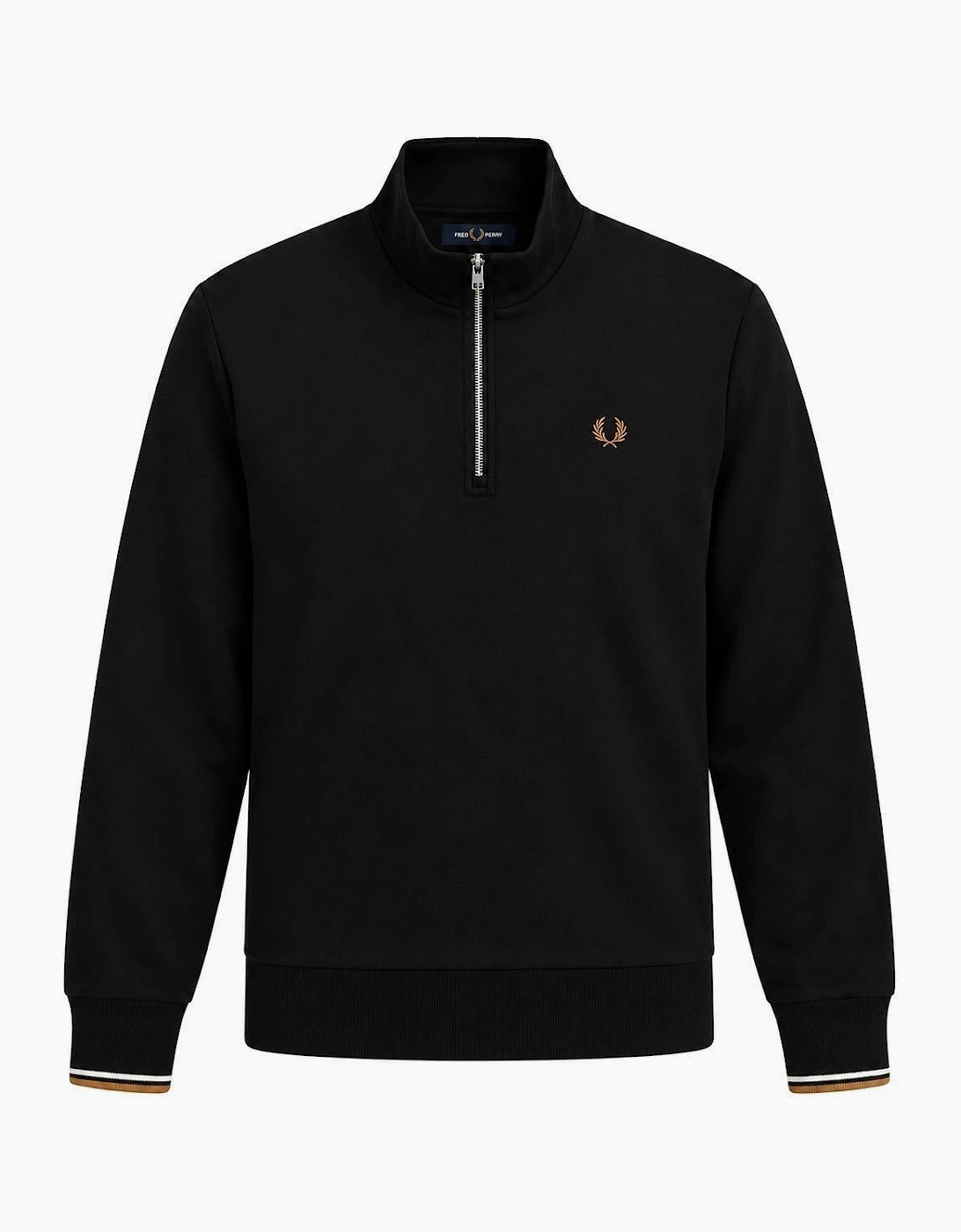 Fred Perry Half Zip Sweatshirt Black/Snow White/Bronze