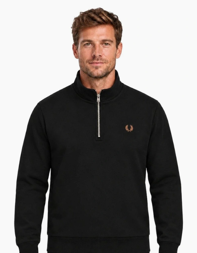 Fred Perry Half Zip Sweatshirt Black/Snow White/Bronze