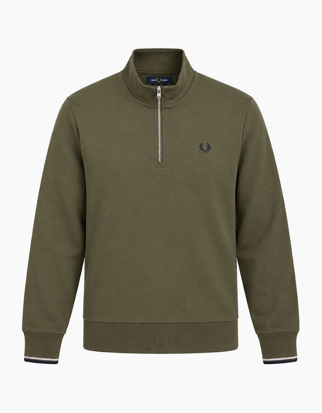 Fred Perry Half Zip Sweatshirt Laurel Wreath Green/Slate/Navy
