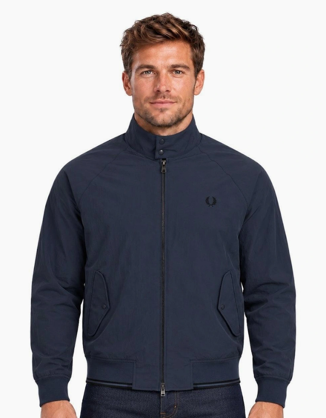 Fred Perry Crinkle Harrington Jacket Dark Airforce