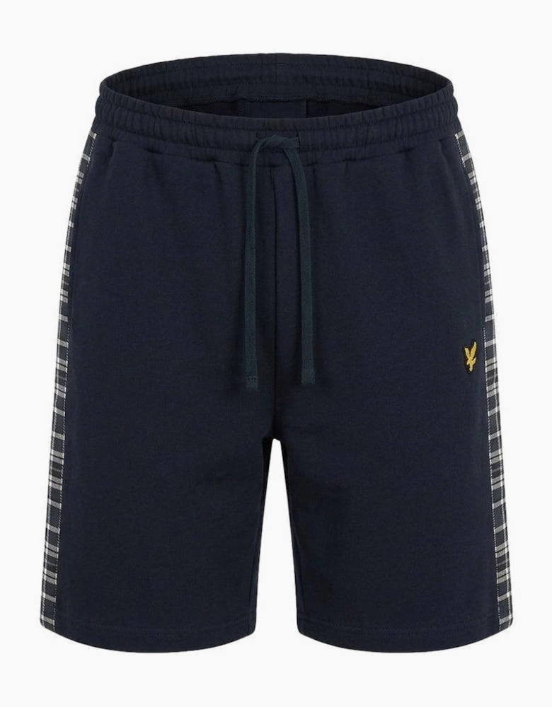Lyle & Scott Check Panelled Sweat Shorts Dark Navy