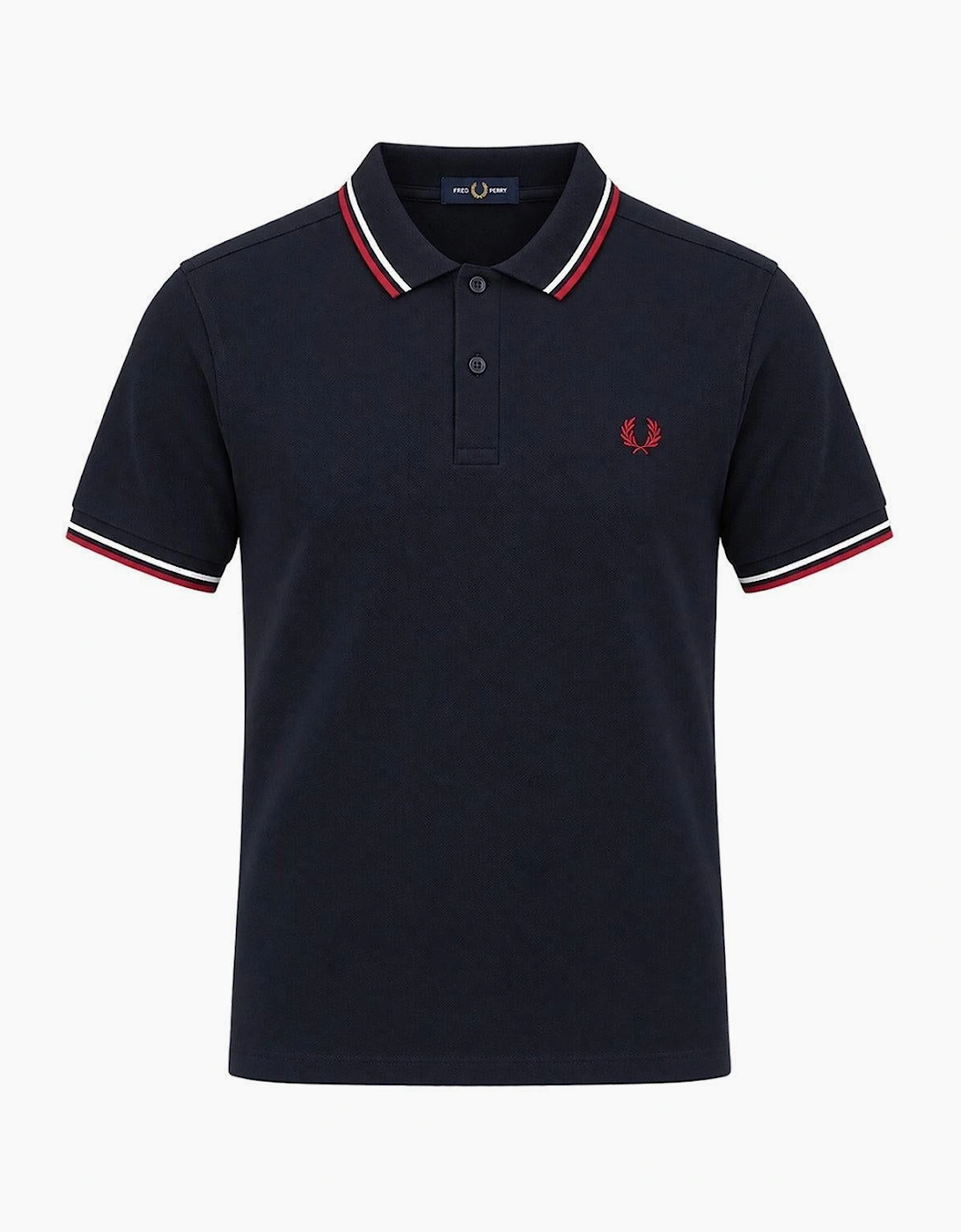 Fred Perry Twin Tipped Polo Shirt Navy/Snow White/Burnt Red