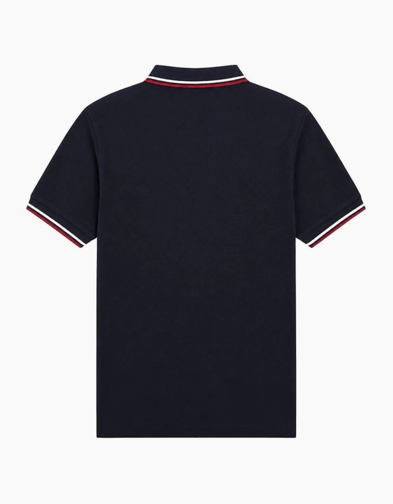 Fred Perry Twin Tipped Polo Shirt Navy/Snow White/Burnt Red