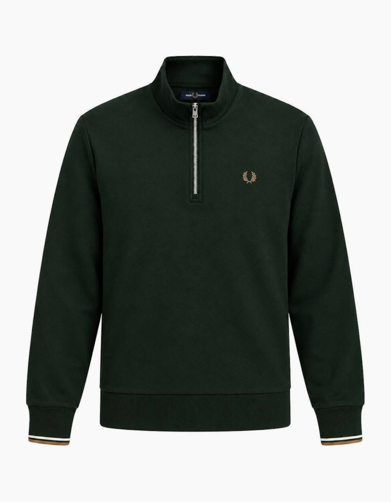 Fred Perry Half Zip Sweatshirt Grassroots/Ecru/Bronze