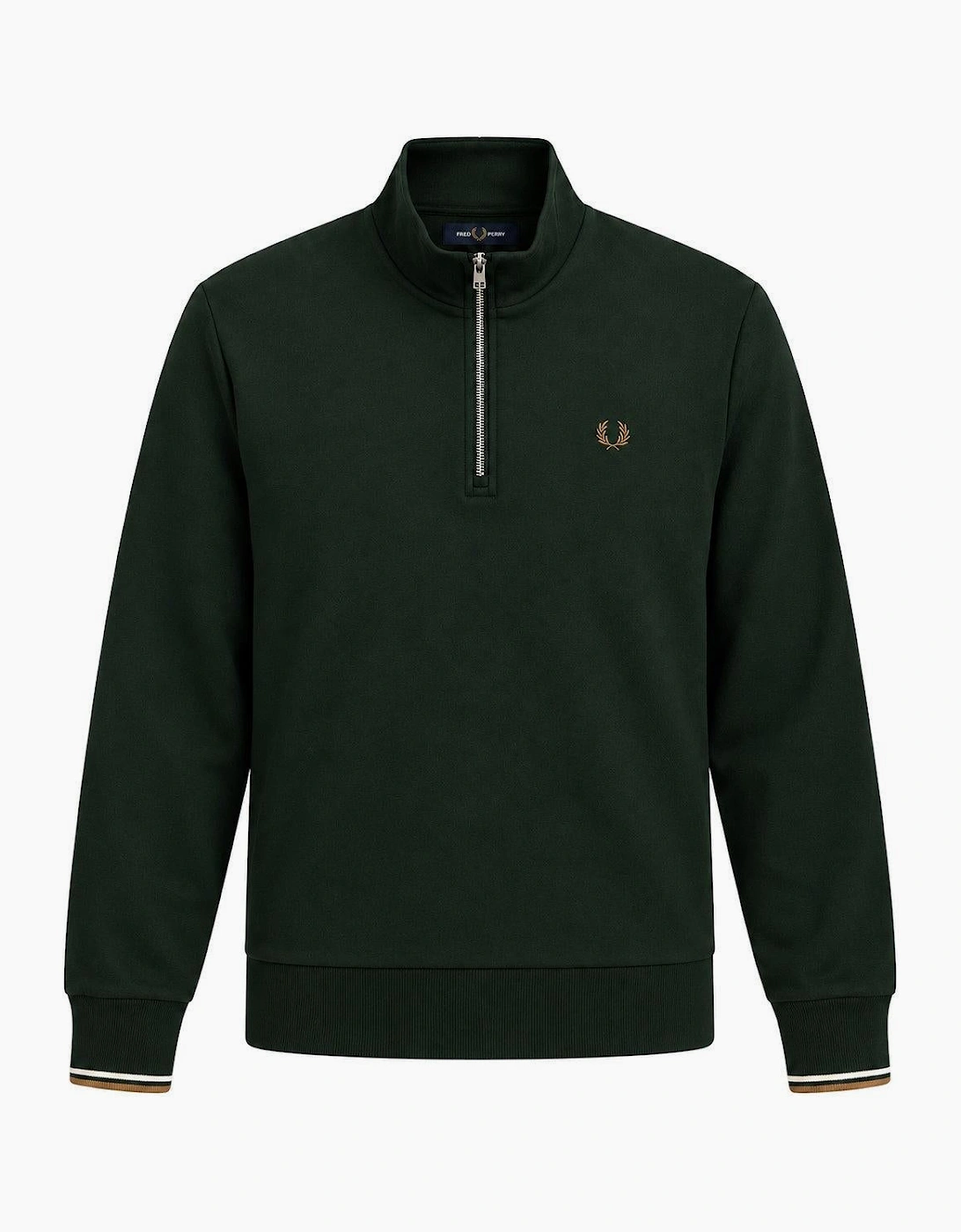 Fred Perry Half Zip Sweatshirt Grassroots/Ecru/Bronze