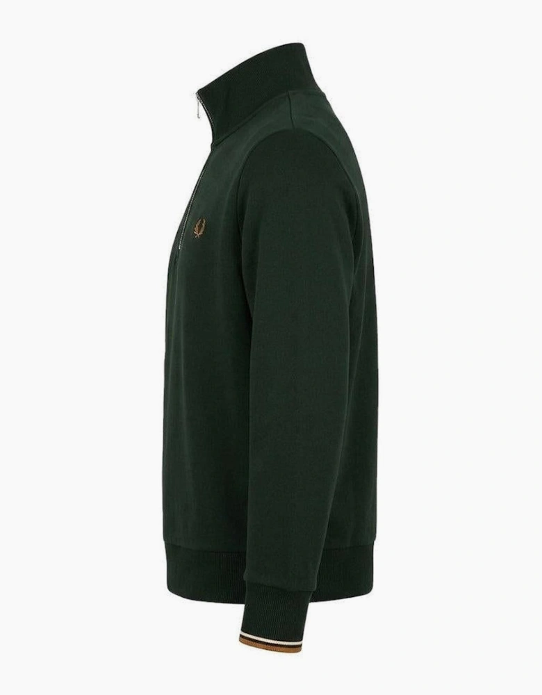 Fred Perry Half Zip Sweatshirt Grassroots/Ecru/Bronze