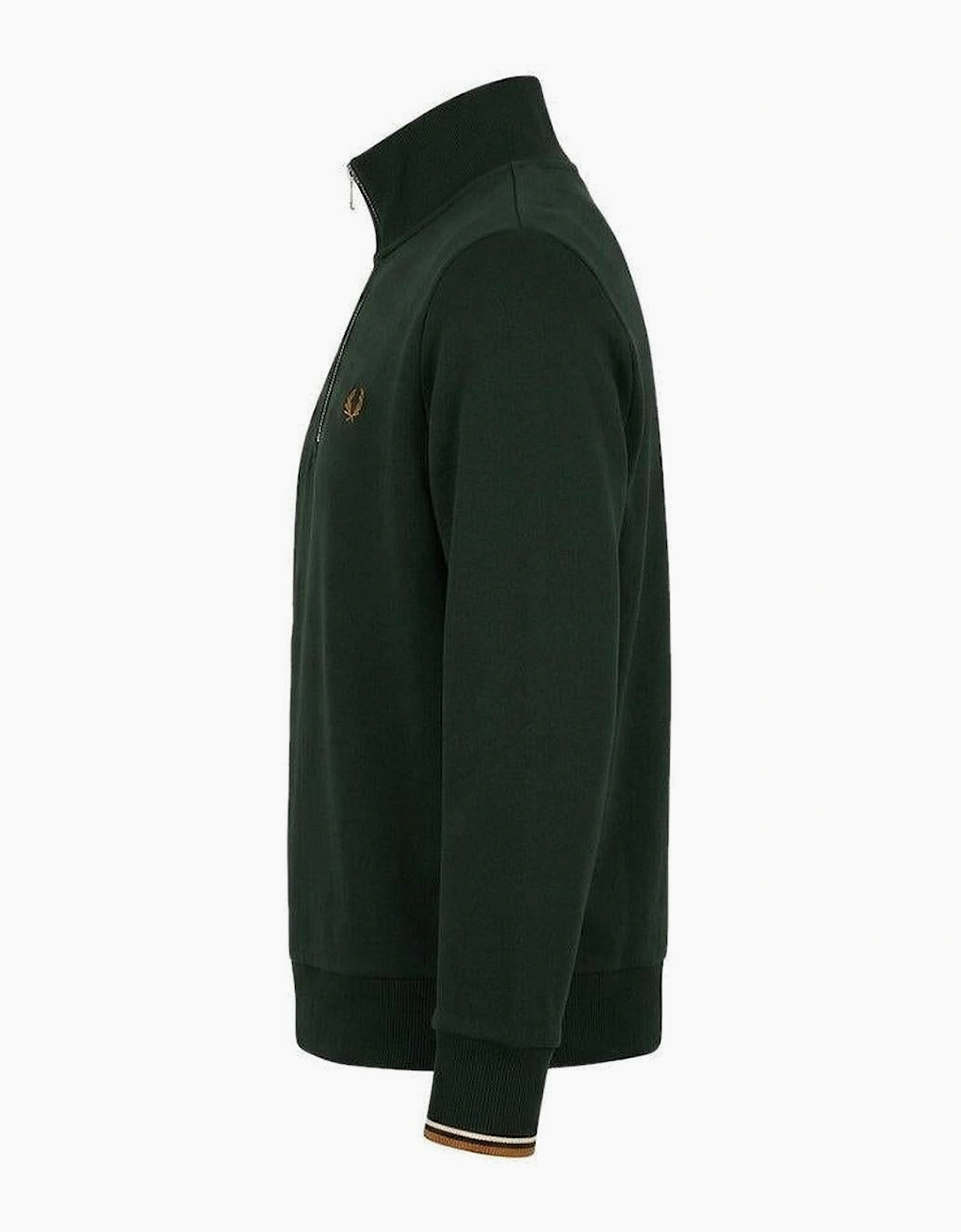 Fred Perry Half Zip Sweatshirt Grassroots/Ecru/Bronze
