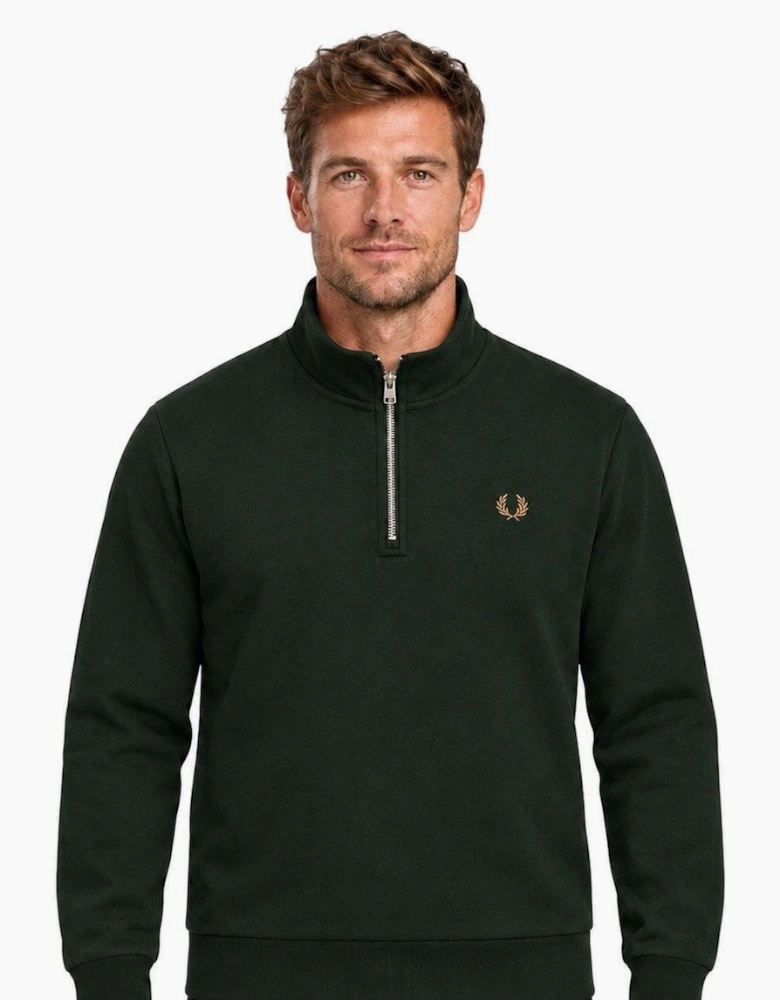 Fred Perry Half Zip Sweatshirt Grassroots/Ecru/Bronze