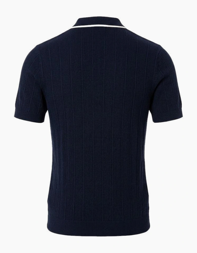 Lyle & Scott Pique Tipped Knitted Polo Shirt Dark Navy