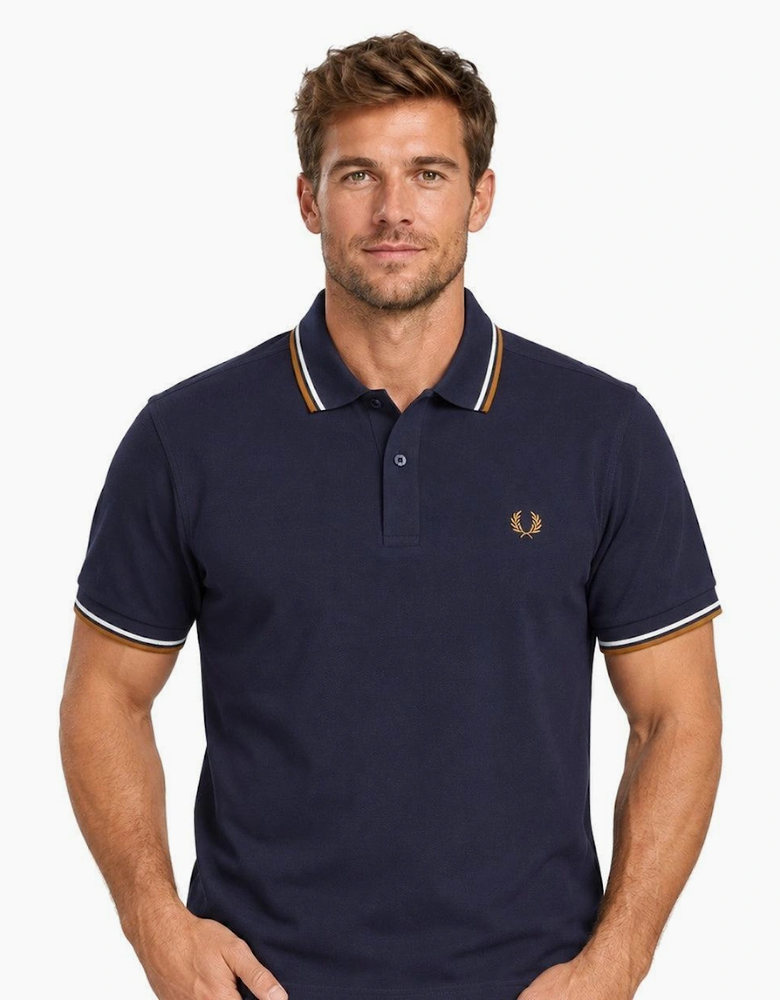 Fred Perry Twin Tipped Polo Shirt Twilight Navy/Snow White/Dark Caramel