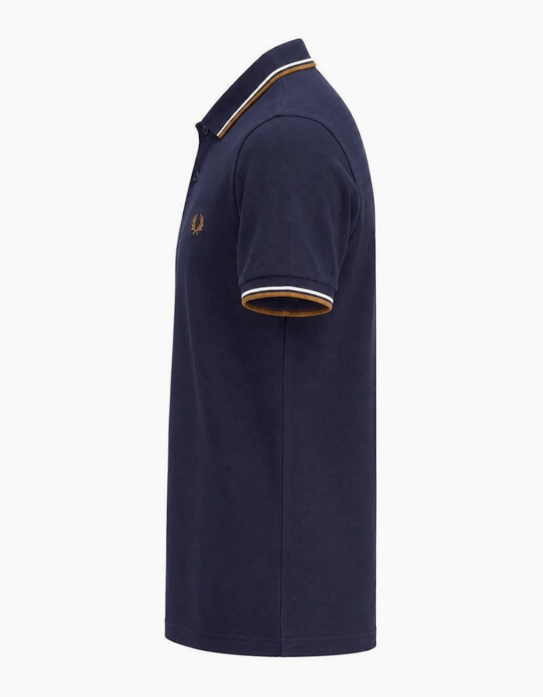 Fred Perry Twin Tipped Polo Shirt Twilight Navy/Snow White/Dark Caramel