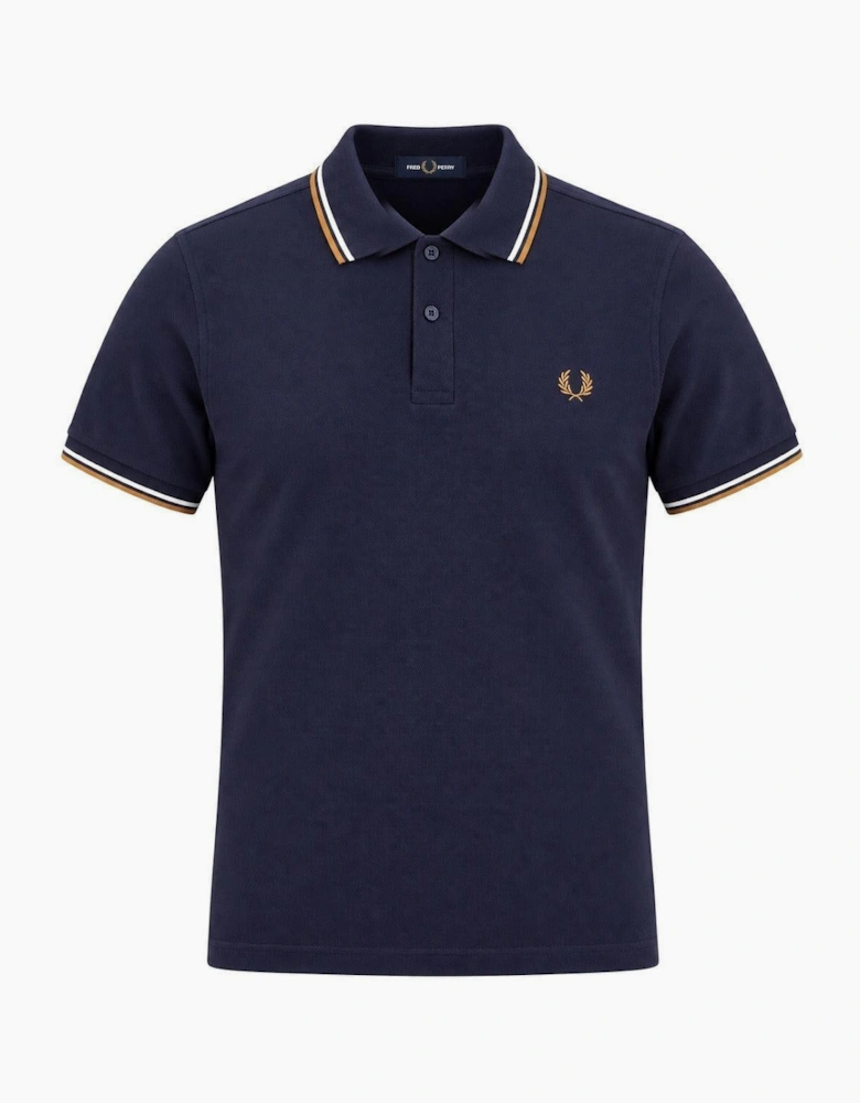 Fred Perry Twin Tipped Polo Shirt Twilight Navy/Snow White/Dark Caramel