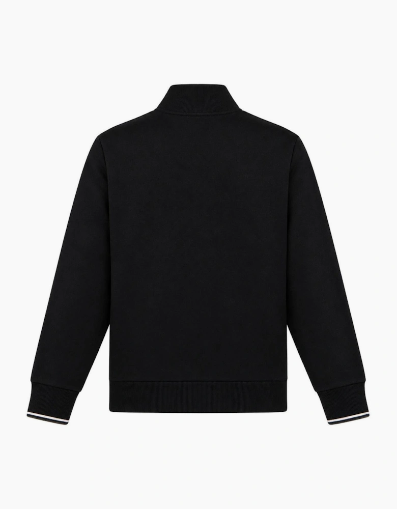 Fred Perry Half Zip Sweatshirt Black/Ecru/Laurel Wreath Green