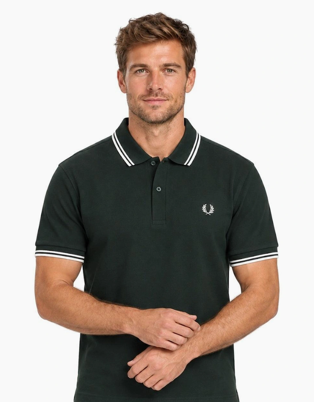 Fred Perry Twin Tipped Polo Shirt Night Green/Snow White