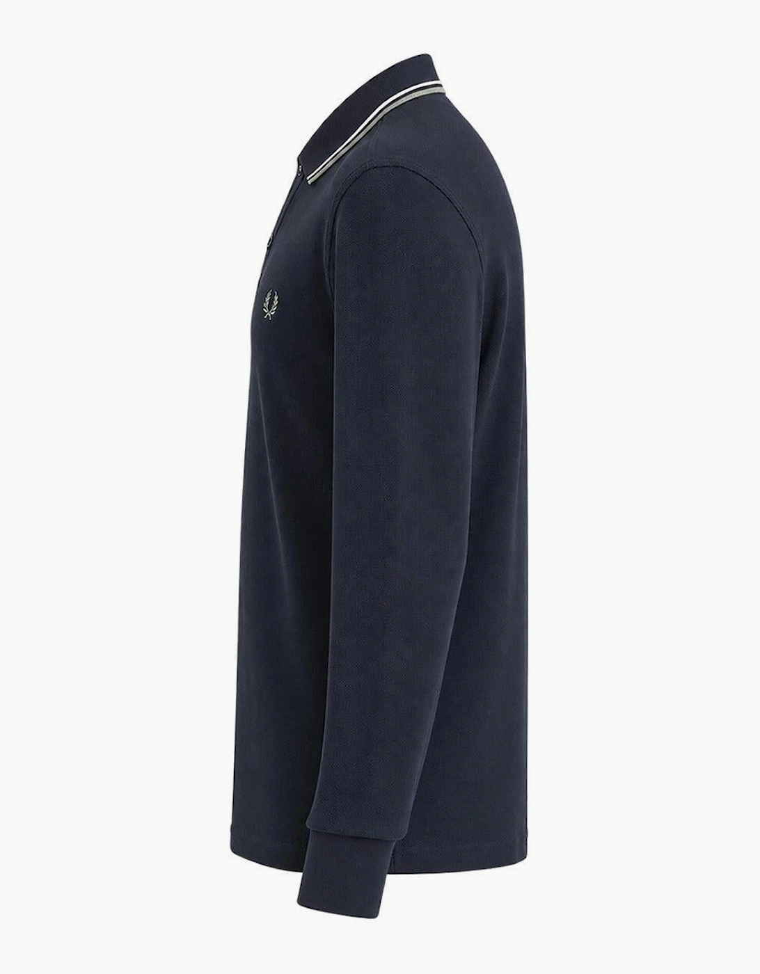 Fred Perry Long Sleeve Twin Tipped Polo Shirt Dark Airforce/Ecru/Seagrass
