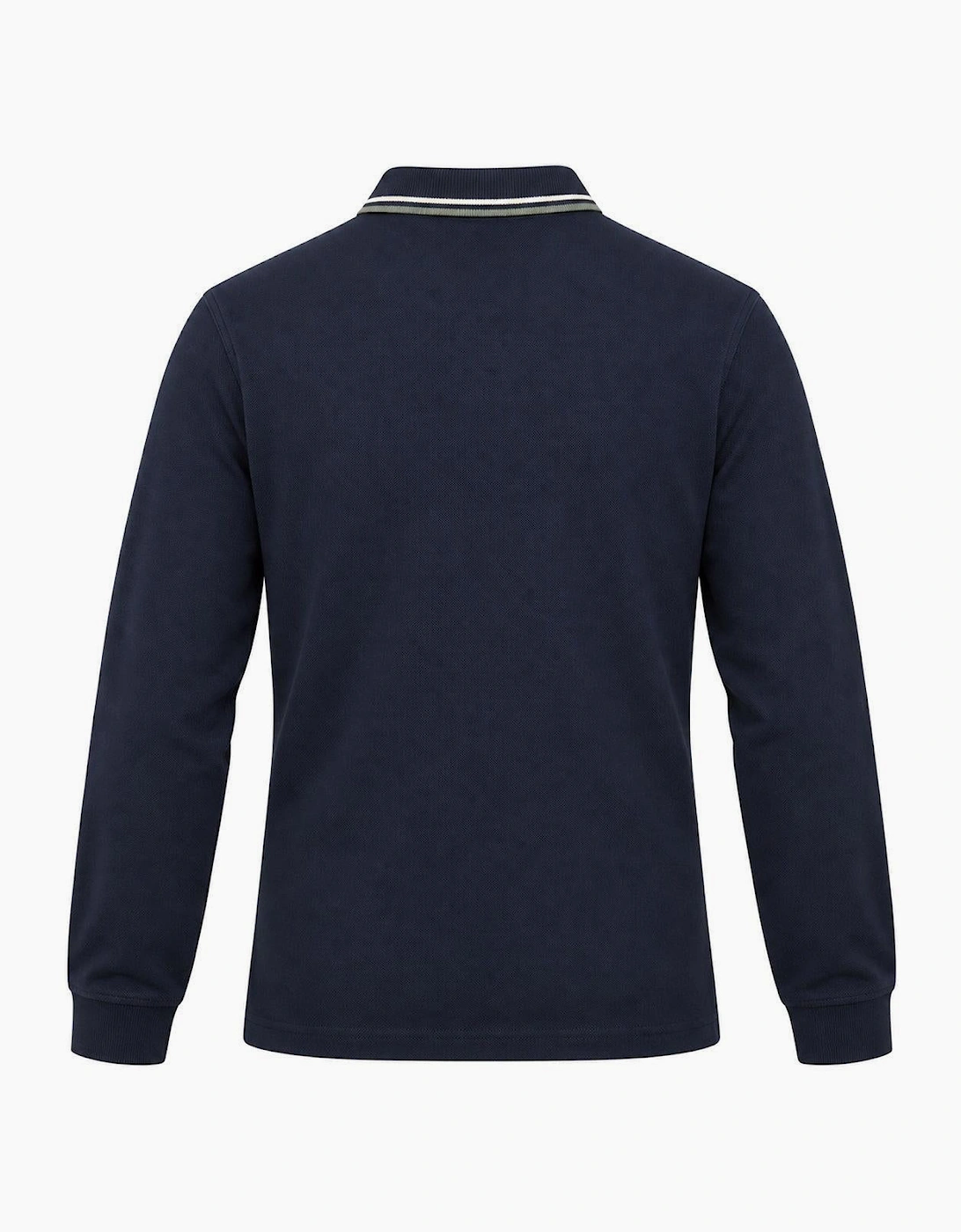 Fred Perry Long Sleeve Twin Tipped Polo Shirt Dark Airforce/Ecru/Seagrass
