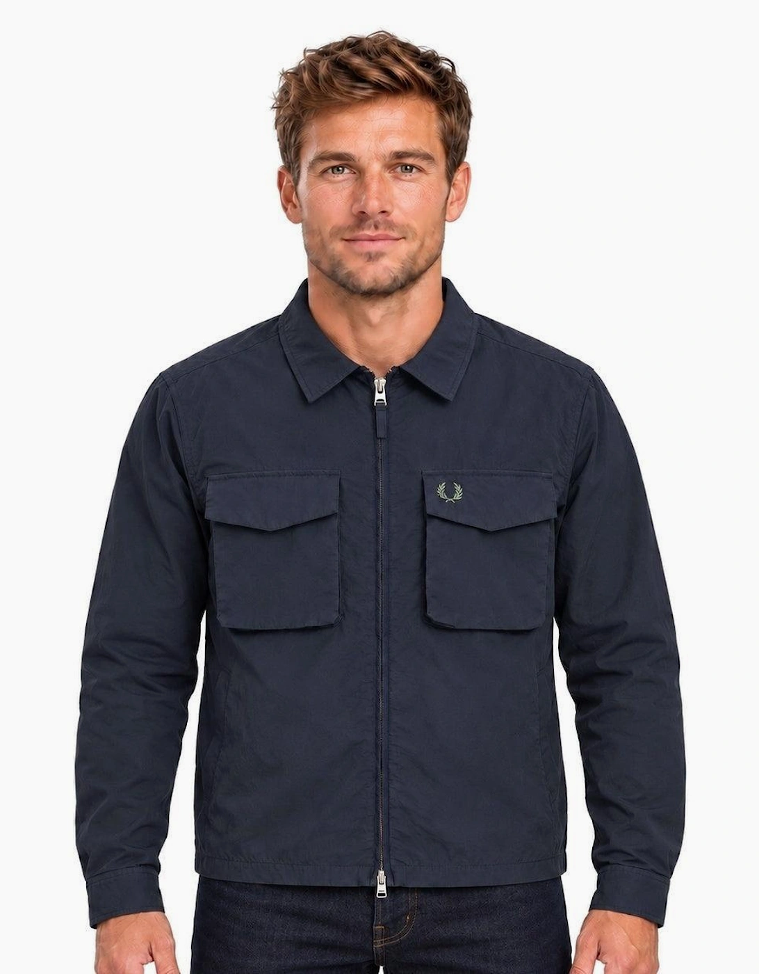 Fred Perry Ripstop Pocket Overshirt Dark Airforce