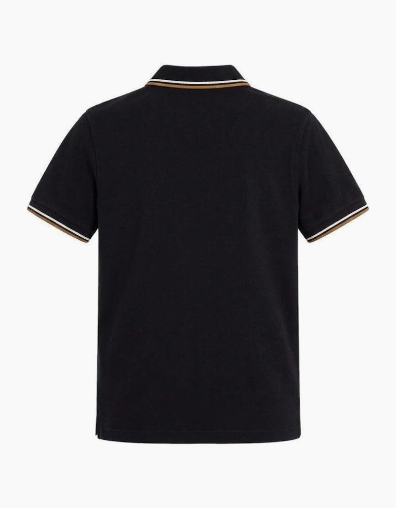 Fred Perry Twin Tipped Polo Shirt Black/Ecru/Dark Caramel