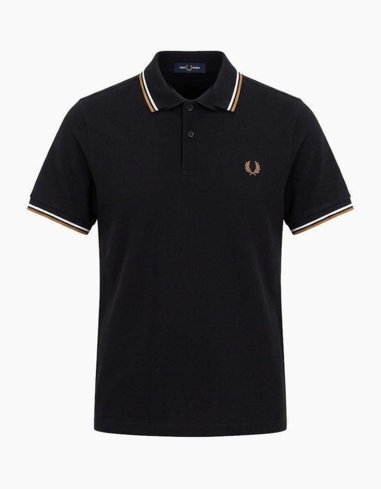 Fred Perry Twin Tipped Polo Shirt Black/Ecru/Dark Caramel