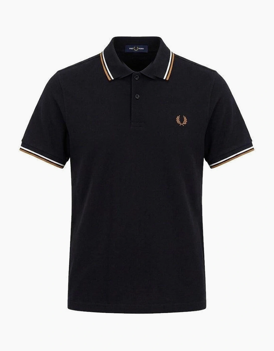 Fred Perry Twin Tipped Polo Shirt Black/Ecru/Dark Caramel