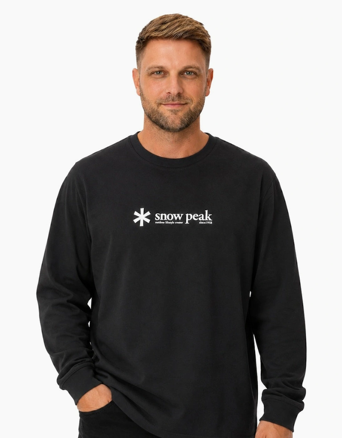 Snow Peak Soft Cotton Logo Long Sleeve T-Shirt Black
