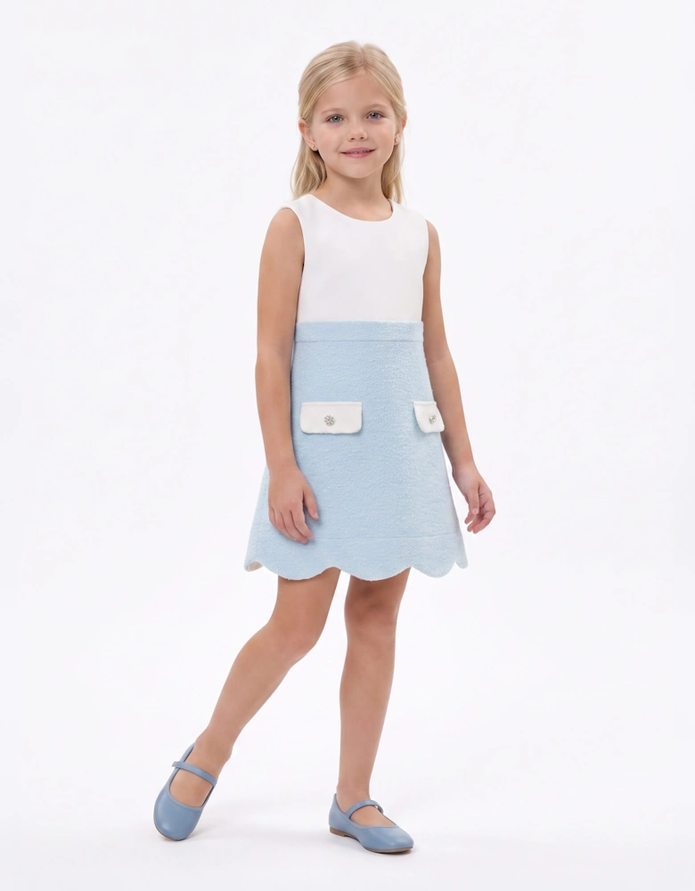 DRESS & Fleur Girls Jacket and Dress Set in Blue