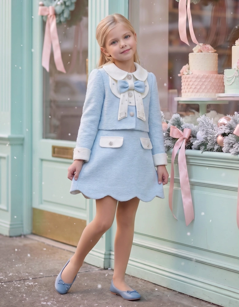 DRESS & Fleur Girls Jacket and Dress Set in Blue