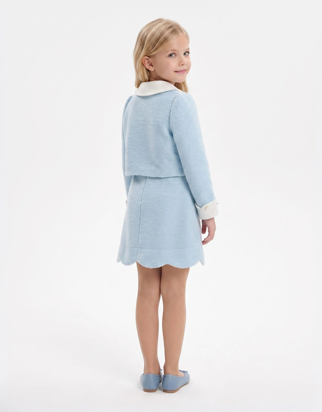 DRESS & Fleur Girls Jacket and Dress Set in Blue
