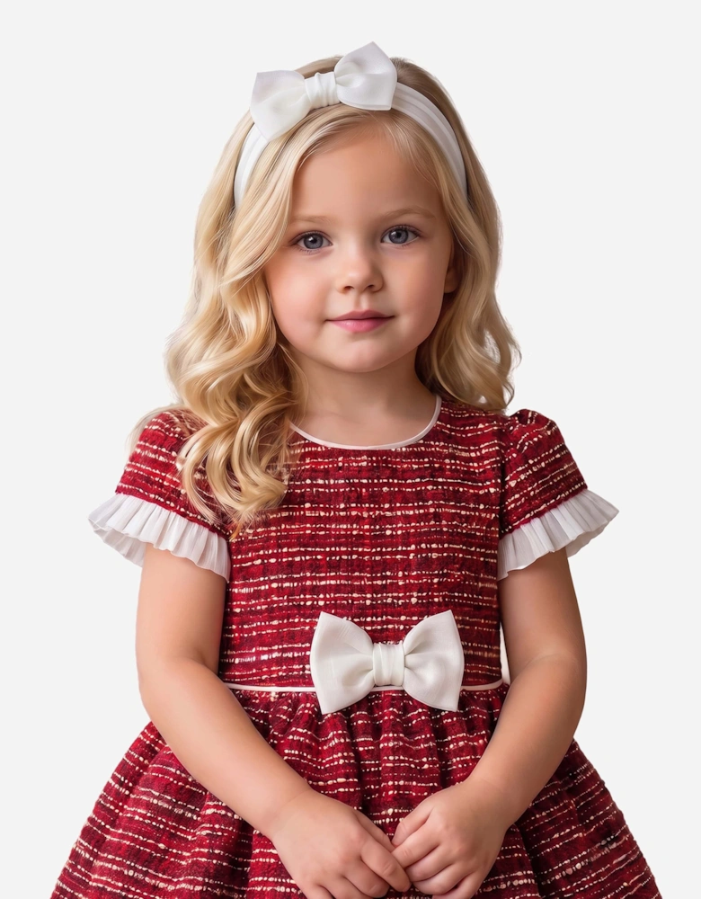 DRESS & Fleur Baby Girls Short Sleeved Tweed Dress in Red