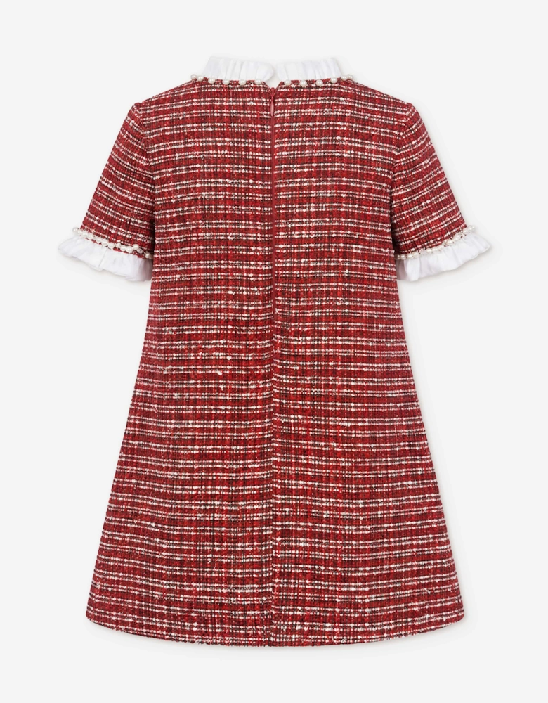 DRESS & Fleur Girls Short Sleeve Tweed Dress in Red