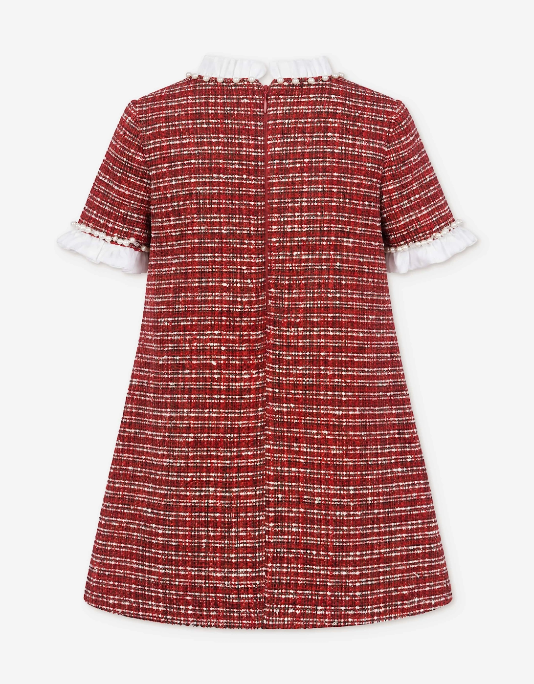 DRESS & Fleur Girls Short Sleeve Tweed Dress in Red