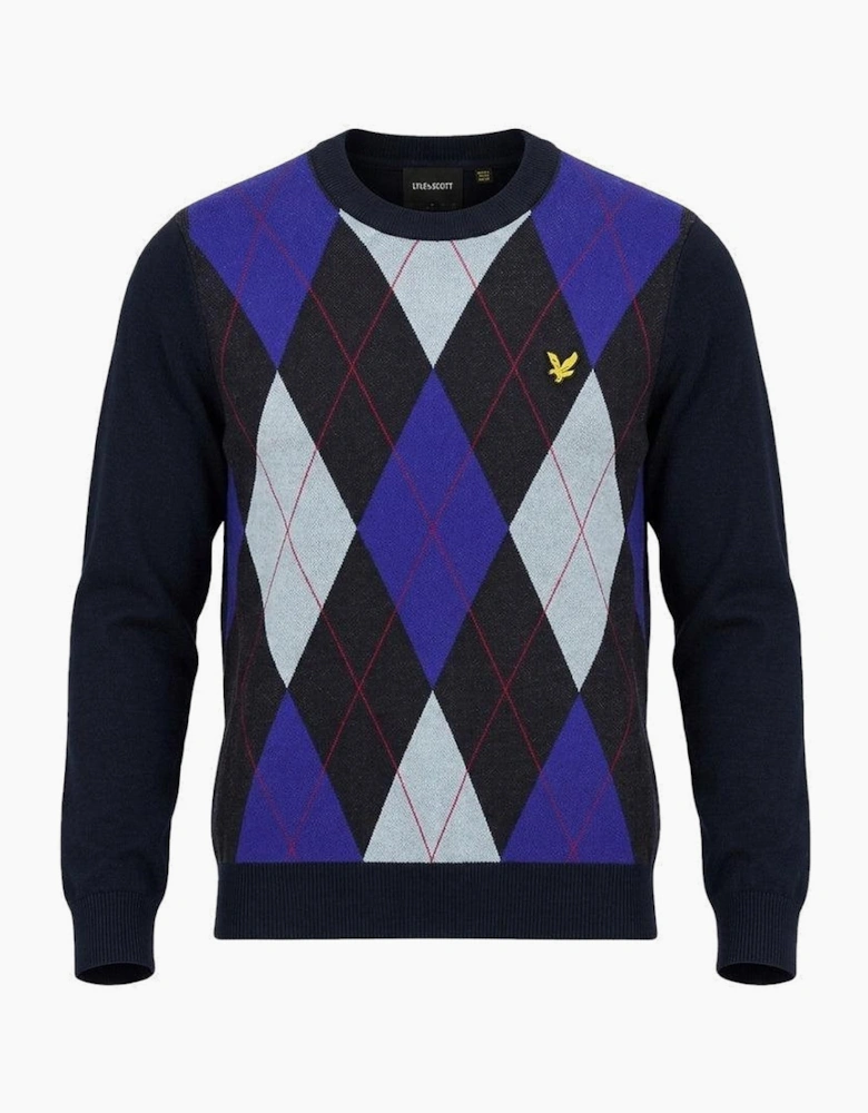 Lyle & Scott Archive Revisited Argyle Knitted Jumper Dark Navy