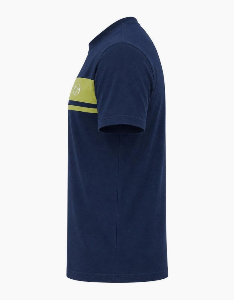 Sergio Tacchini Master Crew Neck T-Shirt Maritime Blue/Celery Green