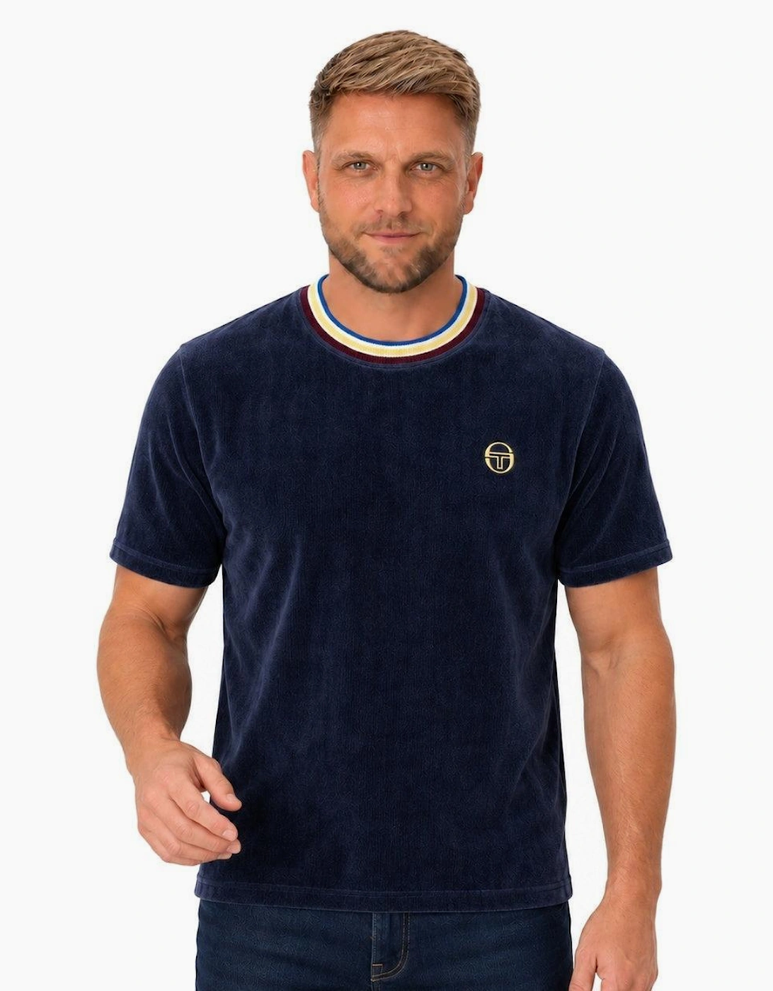 Sergio Tacchini Fino Velour T-Shirt Maritime Blue