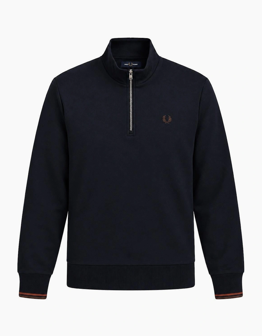 Fred Perry Half Zip Sweatshirt Navy/Brandy/Rich Brown