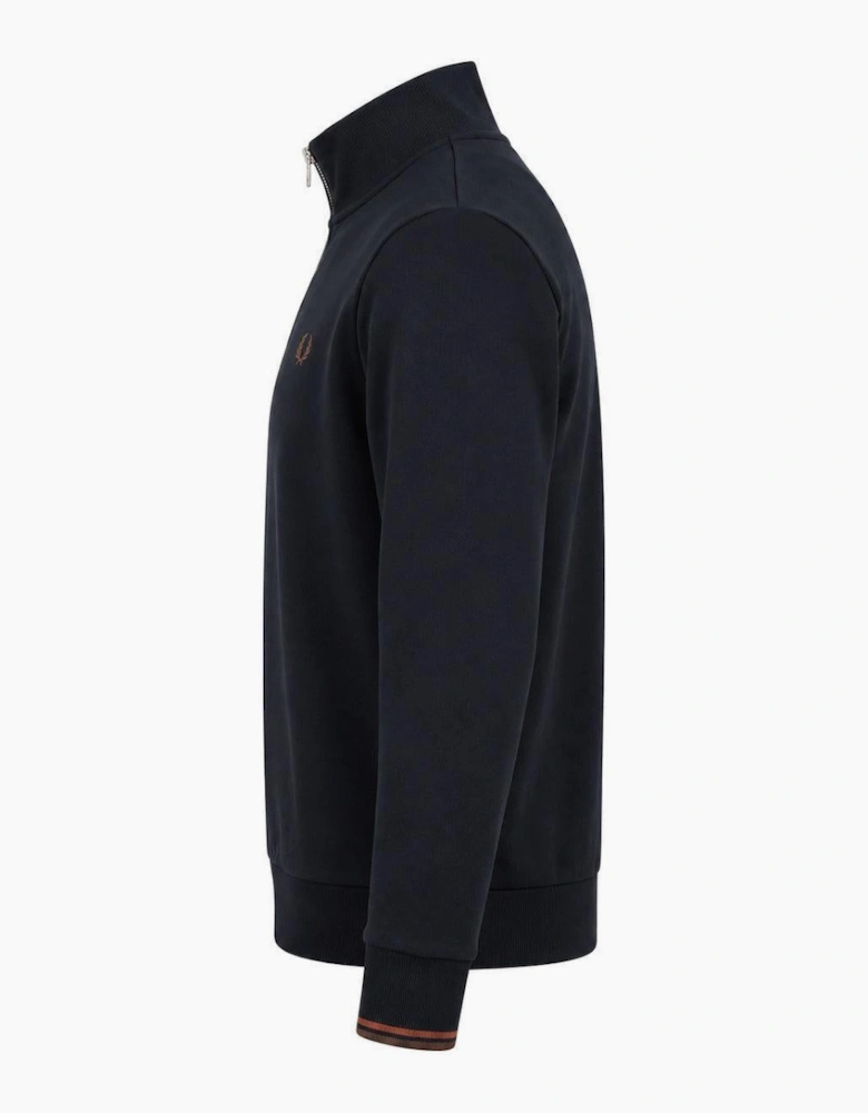 Fred Perry Half Zip Sweatshirt Navy/Brandy/Rich Brown