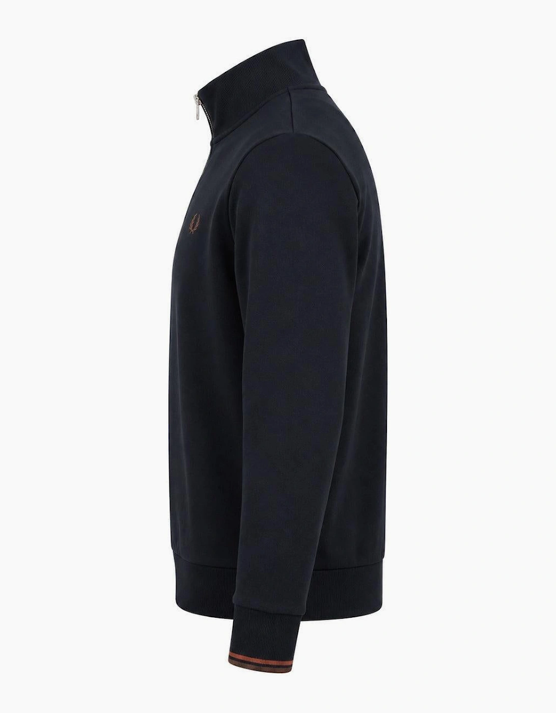 Fred Perry Half Zip Sweatshirt Navy/Brandy/Rich Brown