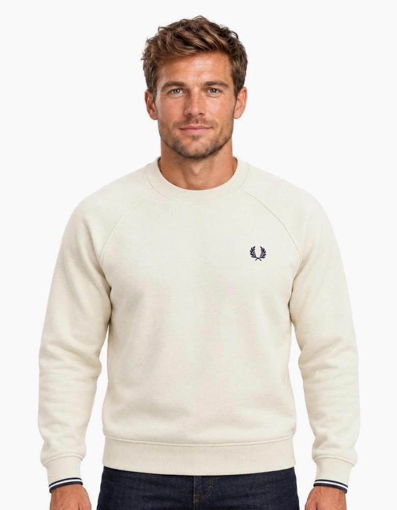 Fred Perry Tipped Crew Neck Sweatshirt Ecru