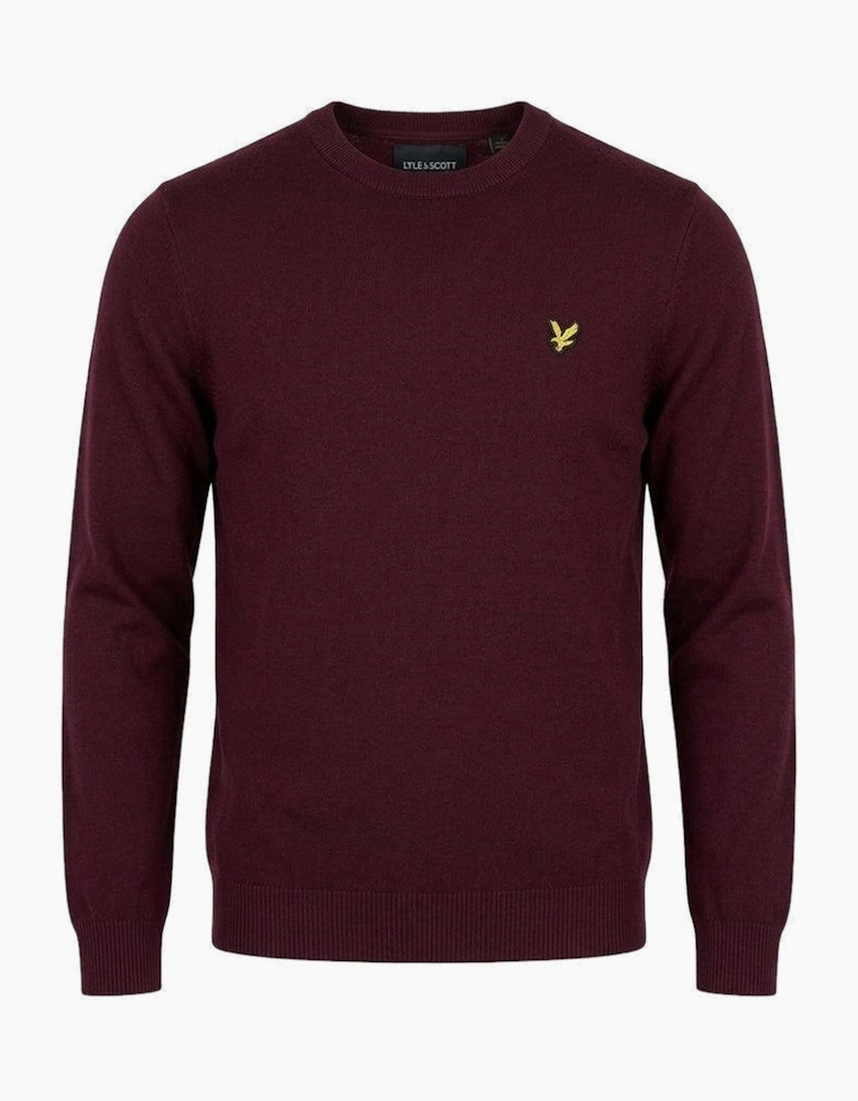 Lyle & Scott Cotton Merino Crew Neck Jumper Burgundy