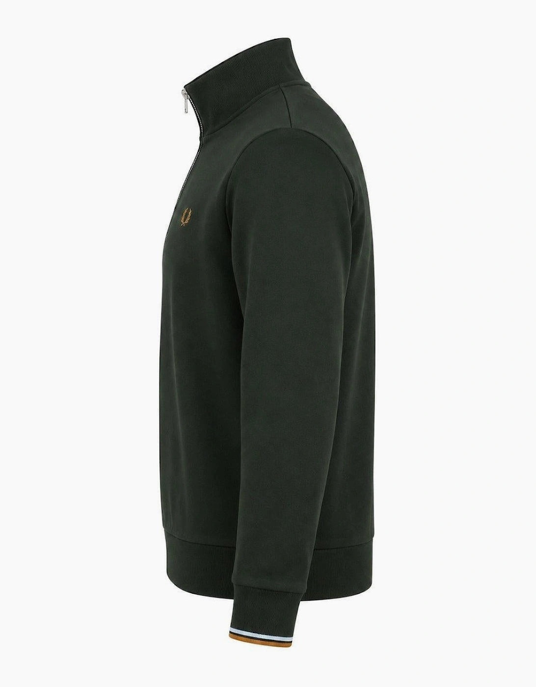 Fred Perry Half Zip Sweatshirt Night Green/Dusky Blue/Dark Caramel
