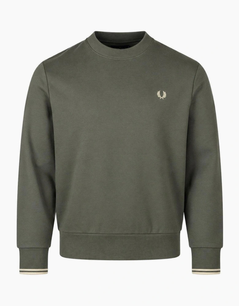 Fred Perry Crew Neck Sweatshirt Field Green/Oatmeal
