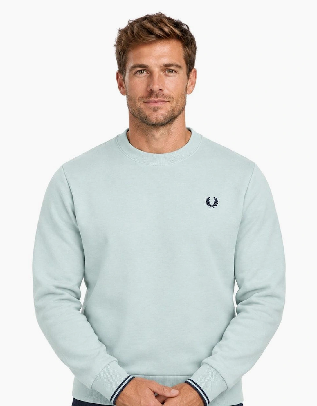 Fred Perry Crew Neck Sweatshirt Silver Blue/Dark Airforce
