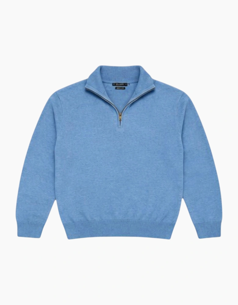Mens Quarter Zip Sweatshirt Long Sleeve Slim Fit Premium Textured Cotton Jumper