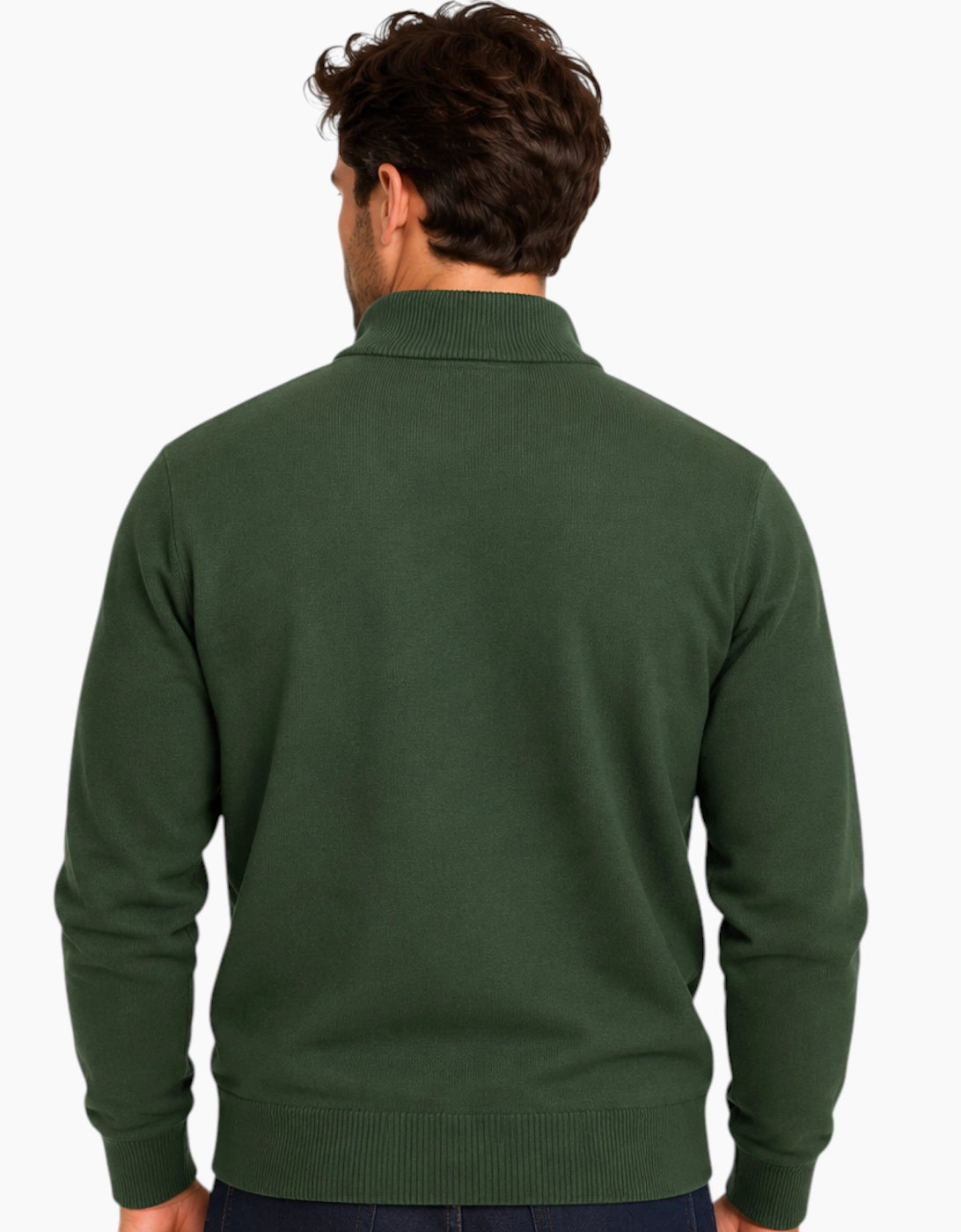 Mens Quarter Zip Sweatshirt Long Sleeve Slim Fit Premium Textured Cotton Jumper