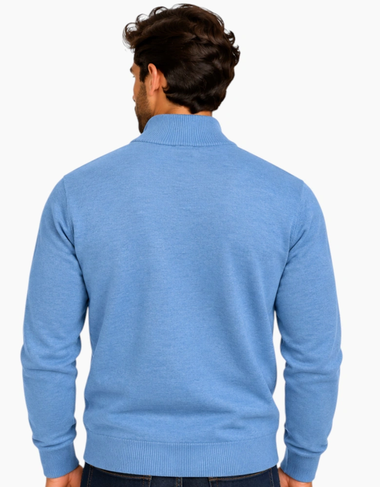 Mens Quarter Zip Sweatshirt Long Sleeve Slim Fit Premium Textured Cotton Jumper