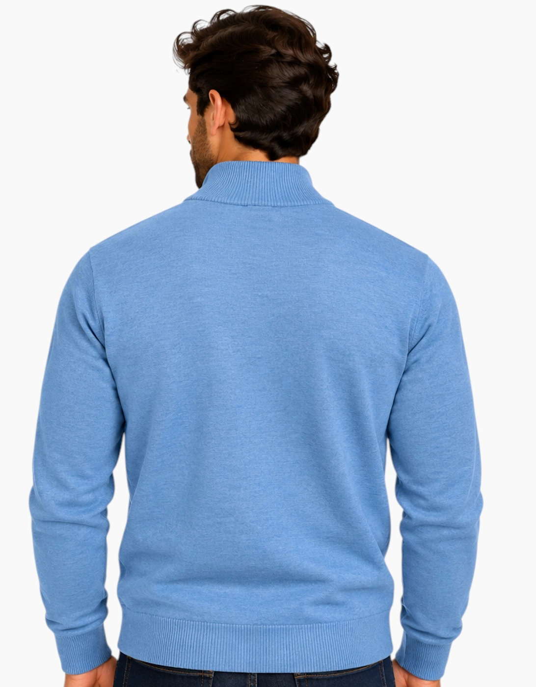 Mens Quarter Zip Sweatshirt Long Sleeve Slim Fit Premium Textured Cotton Jumper