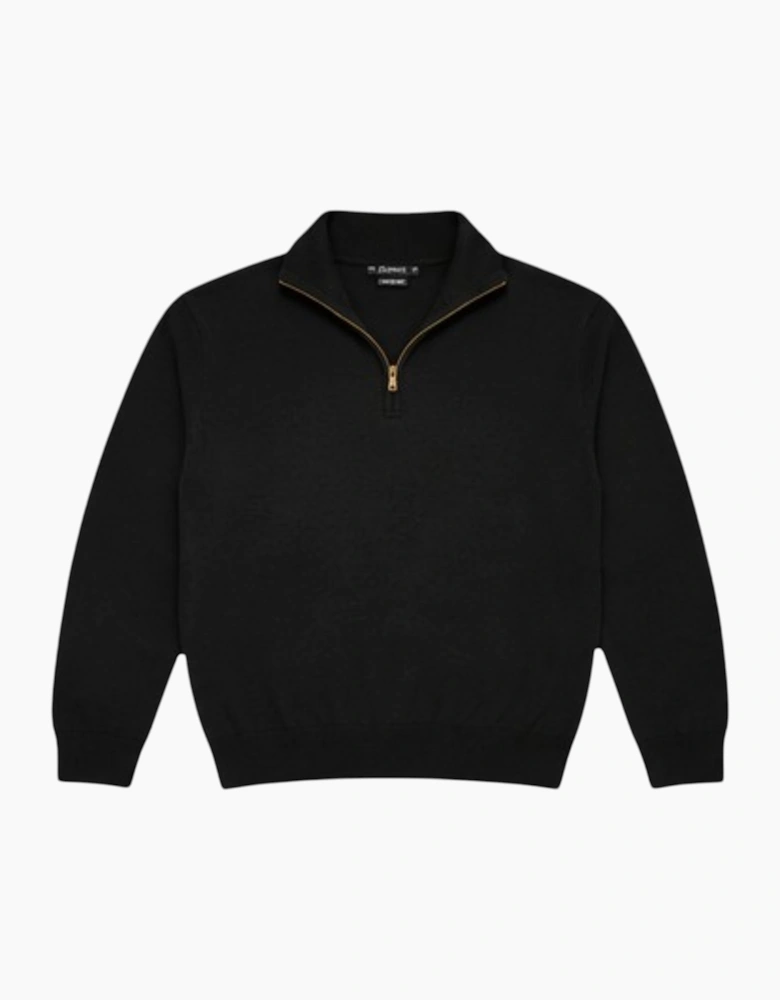 Mens Quarter Zip Sweatshirt Long Sleeve Slim Fit Premium Textured Cotton Jumper