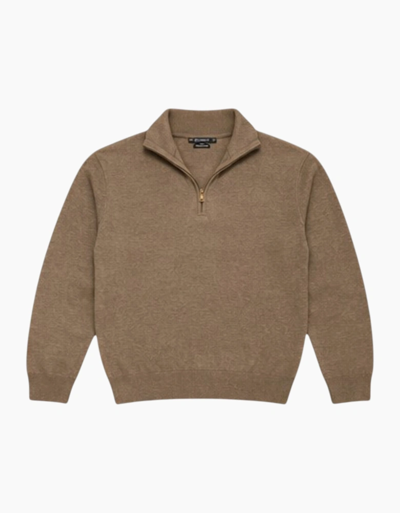Mens Quarter Zip Sweatshirt Long Sleeve Slim Fit Premium Textured Cotton Jumper