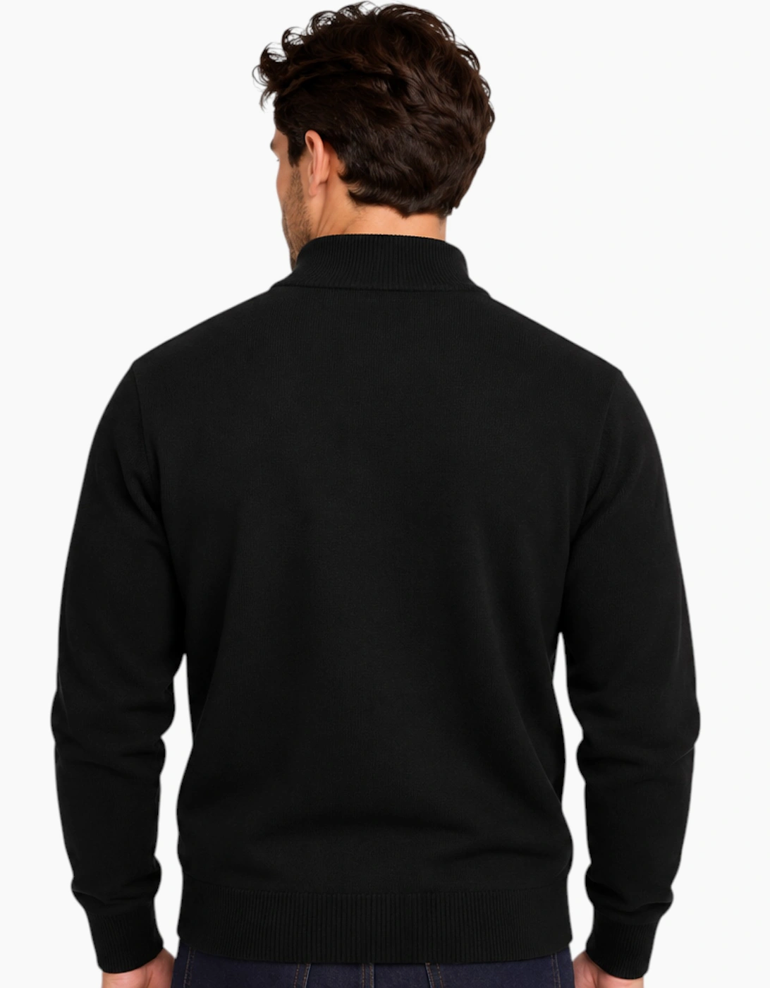 Mens Quarter Zip Sweatshirt Long Sleeve Slim Fit Premium Textured Cotton Jumper