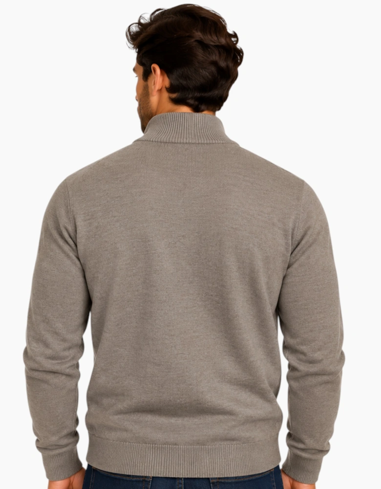 Mens Quarter Zip Sweatshirt Long Sleeve Slim Fit Premium Textured Cotton Jumper